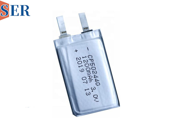 RFID GPS के लिए CP502440 3.0V 1200mAh अल्ट्रा थिन बैटरी Li-MnO2 पाउच सेल को अनुकूलित करें