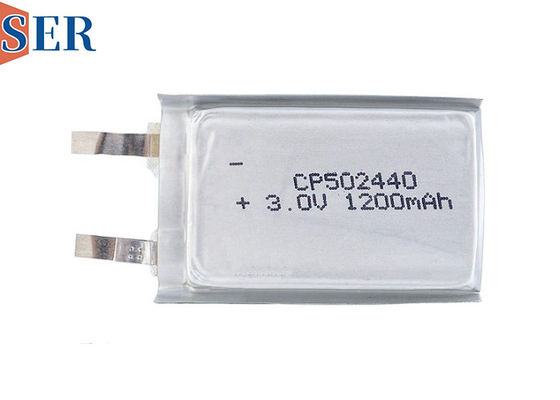 RFID GPS के लिए CP502440 3.0V 1200mAh अल्ट्रा थिन बैटरी Li-MnO2 पाउच सेल को अनुकूलित करें
