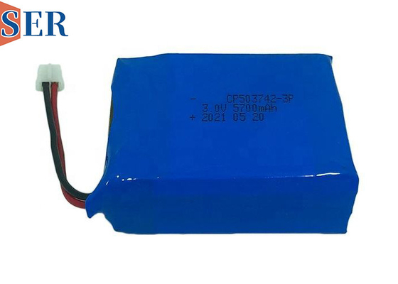 अनुकूलित 3.0V 5700mAh सॉफ्ट प्राइमरी लिथियम बैटरी पैक CP503742-3p