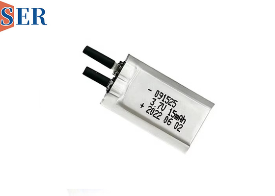 पहनने योग्य उपकरणों के लिए 3.7V अल्ट्रा पतली पाउच सेल 091525 रिचार्जेबल लिथियम पॉलिमर बैटरी अनुकूलित करें