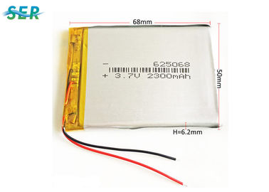 पीसीएम वायर के साथ हाई डिस्चार्ज लिथियम पॉलिमर बैटरी 3.7 वोल्ट 2300mah 625068