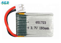 एक्स 2 आरसी क्वाडकोप्टर के लिए छोटी आरसी ड्रोन बैटरी 3.7 वी 150 एमएएच लिपो सेल 651723 उच्च दर 15 सी