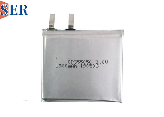 3.0V 1900mAh अल्ट्रा थिन बैटरी CP355050 सॉफ्ट पैकिंग लिथियम मैंगनीज डाइऑक्साइड पाउच बैटरी
