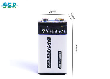 उच्च क्षमता 9V लिथियम बैटरी पैक 650mAh मीटर / फायर अलार्म के लिए रिचार्जेबल